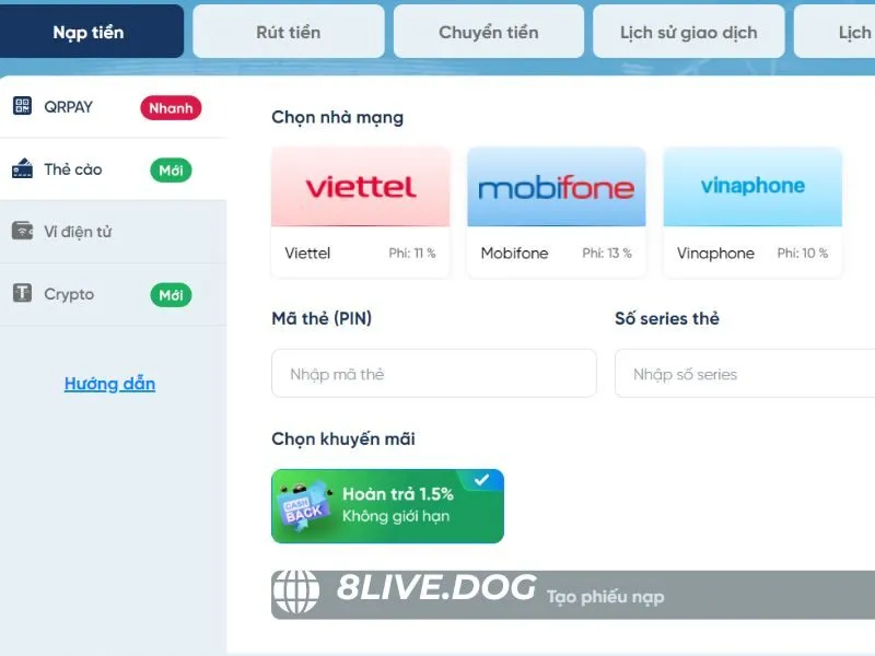 Thanh toán bằng thẻ cào được thực hiện nhanh chóng